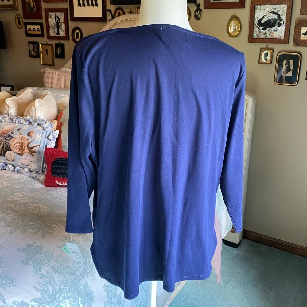 NWT Cathy Daniels Sequin Anchor Boatneck Tee, Petite - Picture 5 of 11